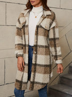 Women’s Comfortable Checked Teddy Jacket