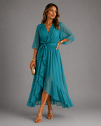 Women’s Tummy-Flattering Chiffon Maxi Dress Light Blue