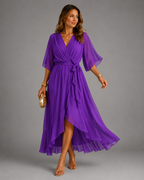 Women’s Tummy-Flattering Chiffon Maxi Dress Purple