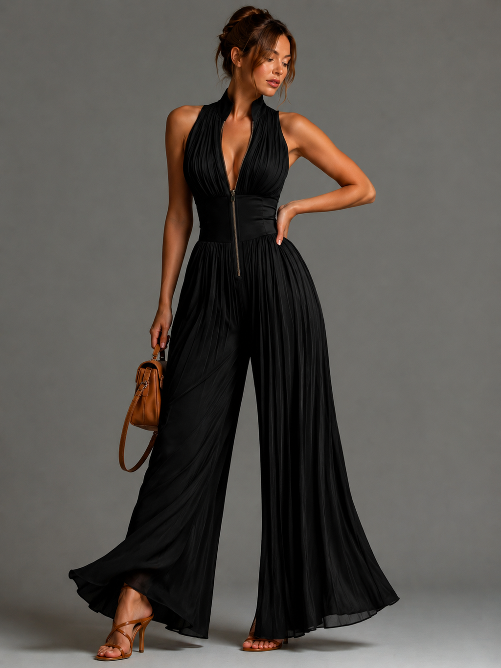 Women’s Elegant Wide-Leg Jumpsuit Black