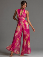 Women’s Elegant Wide-Leg Jumpsuit Fuchsia