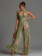 Women’s Elegant Wide-Leg Jumpsuit Green