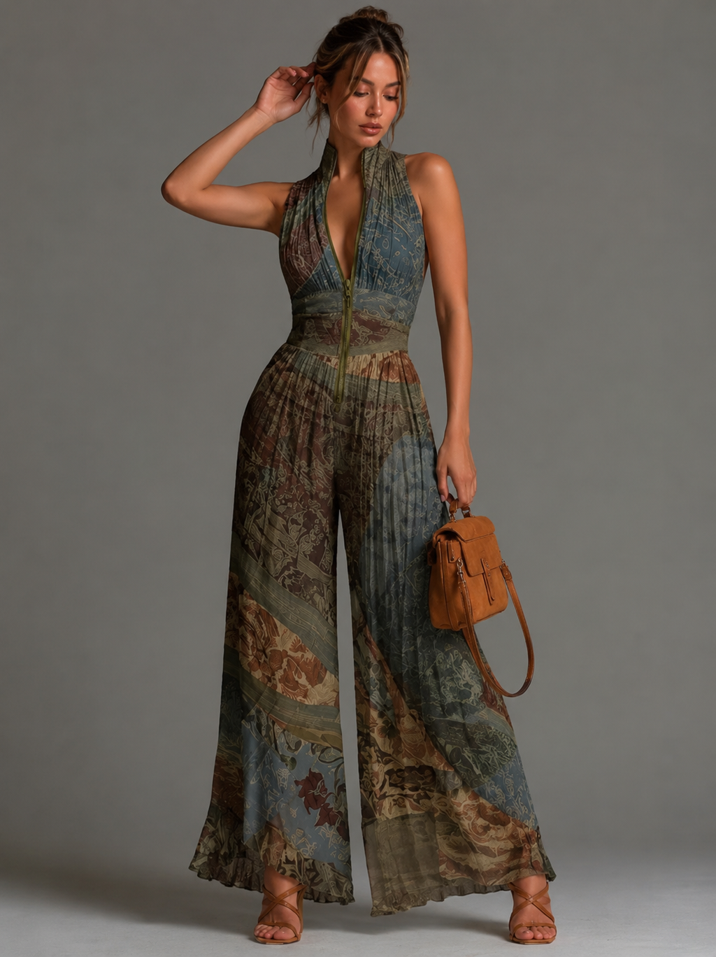 Women’s Elegant Wide-Leg Jumpsuit Grey