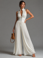 Women’s Elegant Wide-Leg Jumpsuit White