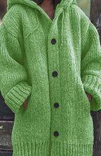 Women’s Chunky Knit Hooded Oversized Cardigan Green