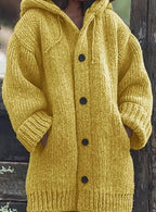 Women’s Chunky Knit Hooded Oversized Cardigan Yellow