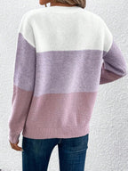 Women’s Relaxed Fit Colour-Block Crew Neck Knitted Jumper