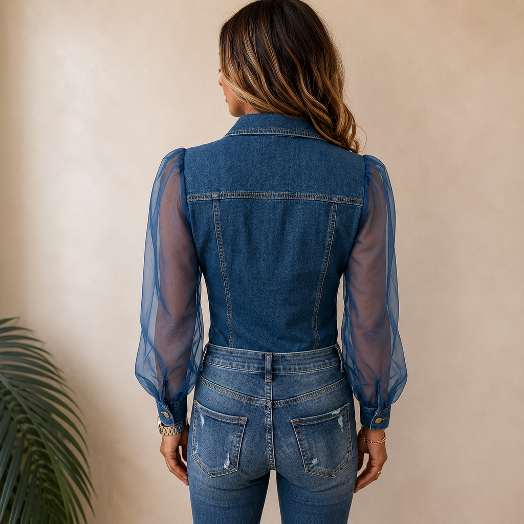 Women’s Stylish Denim-Look Blouse