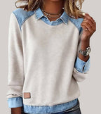 Women’s Comfortable Denim-Look Jumper Beige