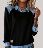 Women’s Comfortable Denim-Look Jumper Black