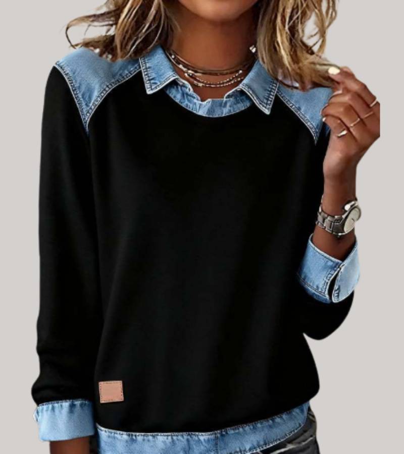 Women’s Comfortable Denim-Look Jumper Black