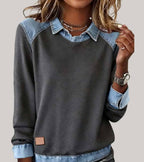 Women’s Comfortable Denim-Look Jumper Grey