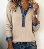 Women’s Comfortable Denim-Look Jumper Khaki