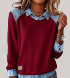 Women’s Comfortable Denim-Look Jumper Red