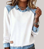 Women’s Comfortable Denim-Look Jumper White