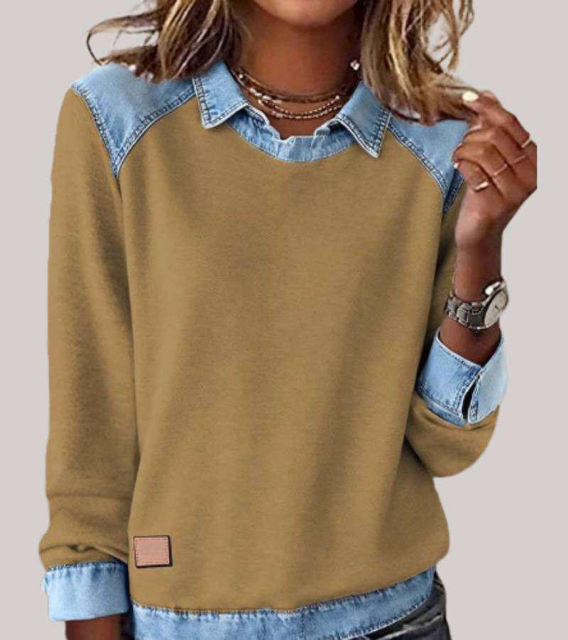 Women’s Comfortable Denim-Look Jumper Yellow