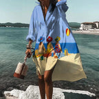 Women’s Casual Summer Shirt Dress – Relaxed Summer Dress Blue