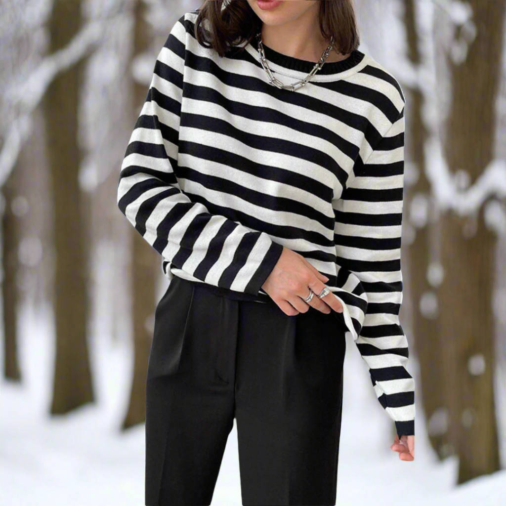 Women’s Classic Striped Long Sleeve T-Shirt Midnight Black