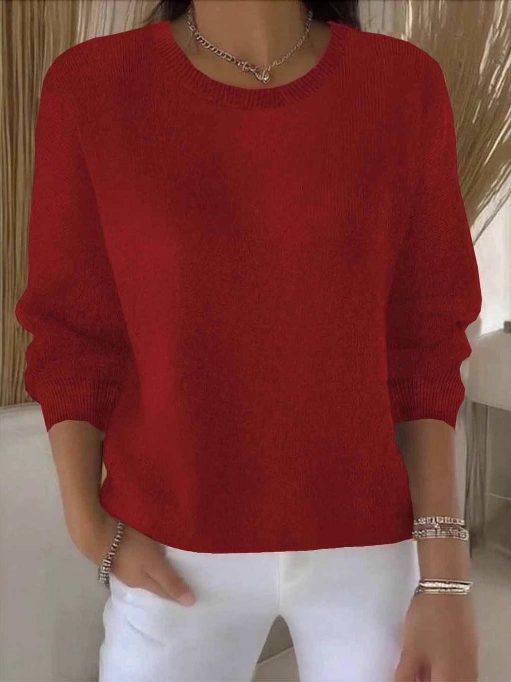 Women’s Soft Comfortable Jumper with Elegant Design Red