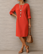 Women’s Elegant Midi Dress Orange Red