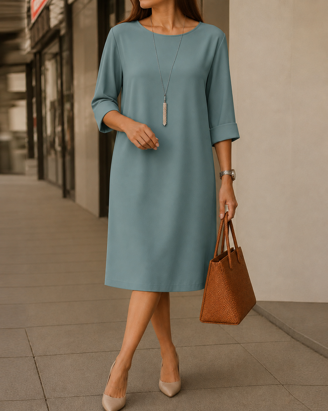 Women’s Elegant Midi Dress Peacock Blue