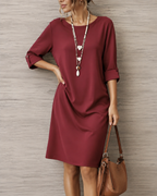 Women’s Elegant Midi Dress Wine Red