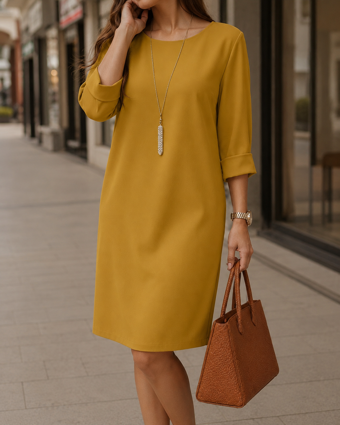 Women’s Elegant Midi Dress Yellow