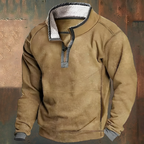 Men’s Casual Embroidered Half-Zip Jumper Beige