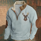 Men’s Casual Embroidered Half-Zip Jumper White