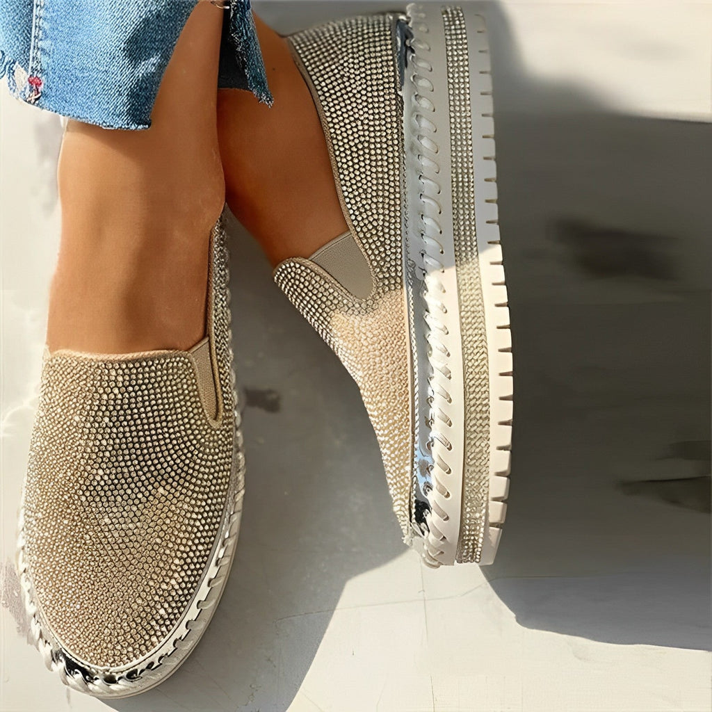 Women’s Glittering Diamond Loafers – Everyday Footwear