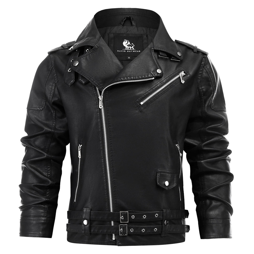Men’s Classic Faux Leather Biker Jacket Black