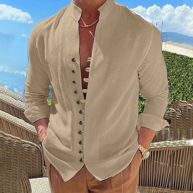 Men’s Comfortable Long Sleeve Shirt Khaki