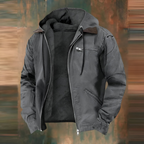 Men’s Warm Fleece-Lined Hooded Jacket Grey