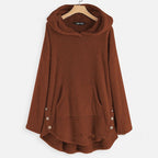 Women’s Fleece Zip-Up Hooded Jumper with Cat Pocket Burgundy