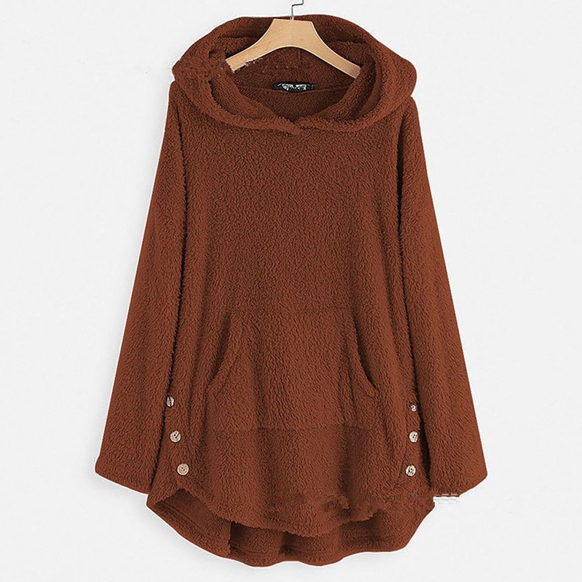 Women’s Fleece Zip-Up Hooded Jumper with Cat Pocket Burgundy