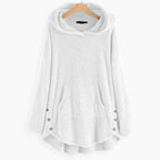 Women’s Fleece Zip-Up Hooded Jumper with Cat Pocket White