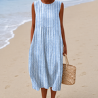 Women’s Tummy-Flattering Floral Midi Dress Blue