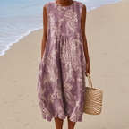 Women’s Tummy-Flattering Floral Midi Dress Mauve
