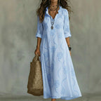 Women’s Tummy-Flattering Floral Summer Dress Sky Blue