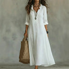 Women’s Tummy-Flattering Floral Summer Dress White