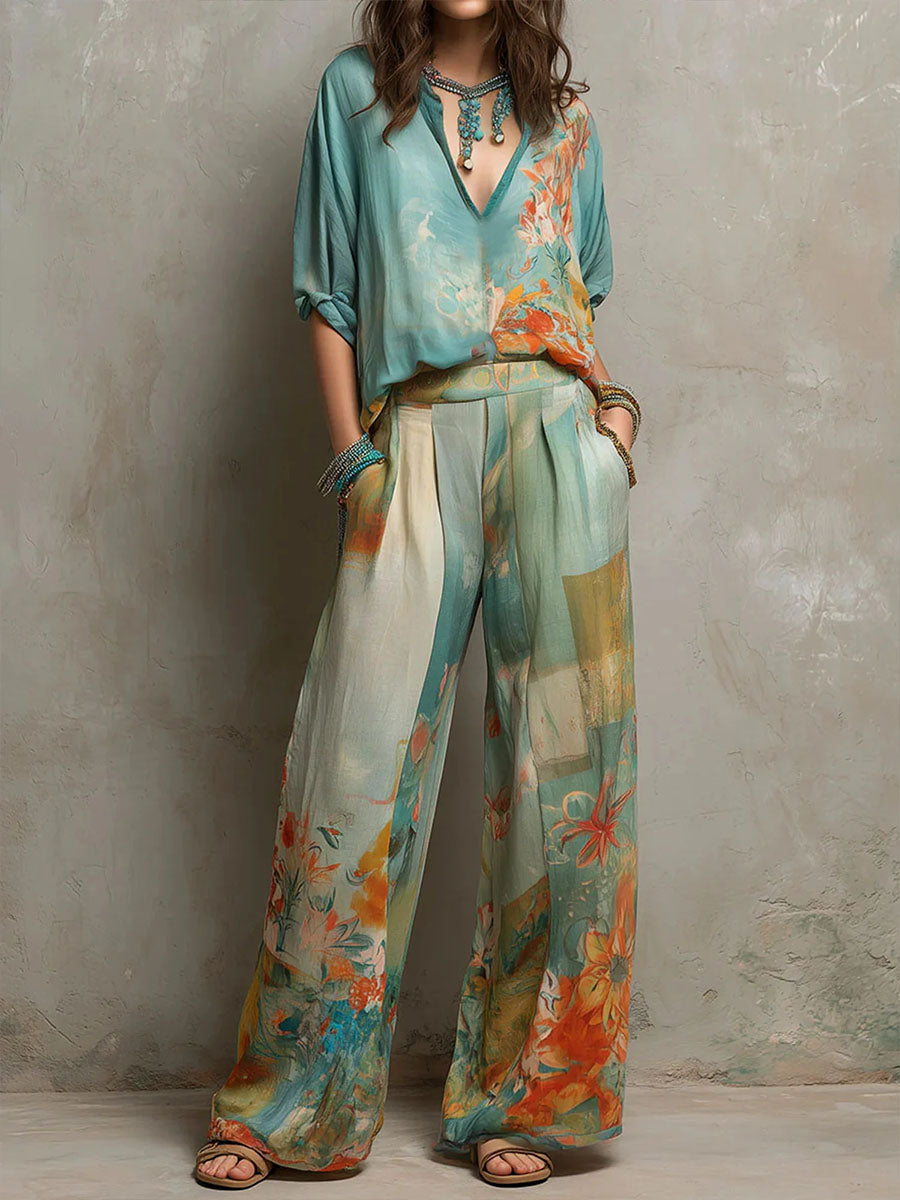 Women’s Elegant Two-Piece Set Blue