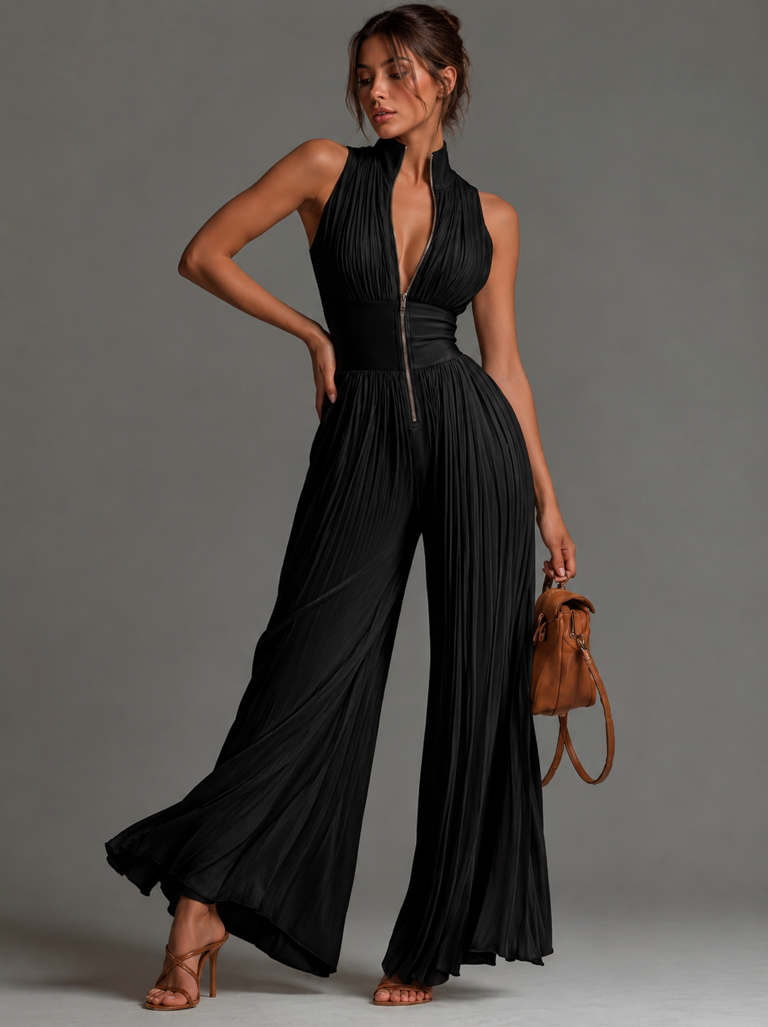 Women’s Elegant Wide-Leg Jumpsuit Black
