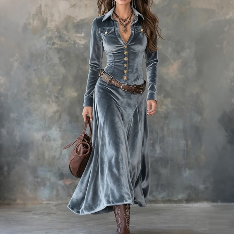 Women’s Modern Flowy Maxi Dress Blue