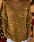 Women’s Elegant Glitter Knitted Jumper Gold