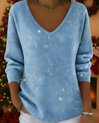 Women’s Elegant Glitter Knitted Jumper Light Blue