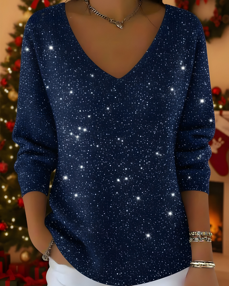 Women’s Elegant Glitter Knitted Jumper Navy