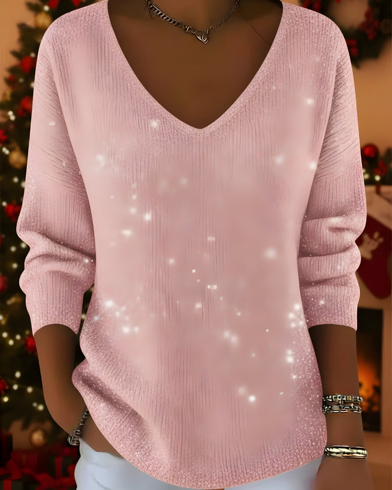 Women’s Elegant Glitter Knitted Jumper Pink