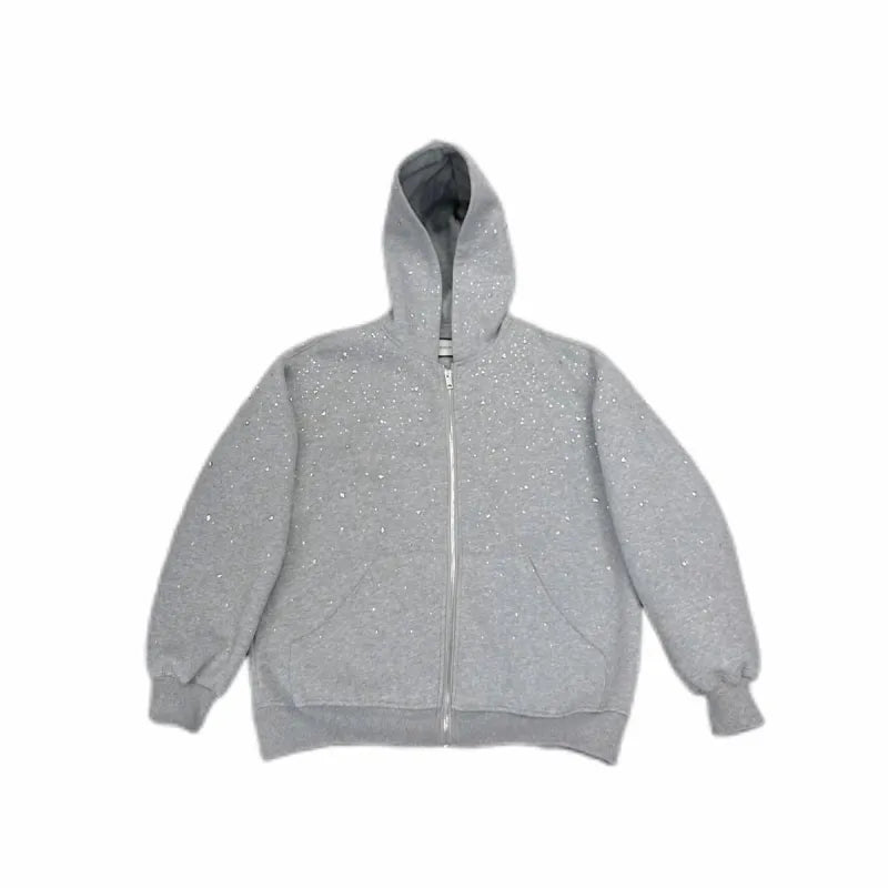 Men’s Glitter Zip-Up Hoodie Grey
