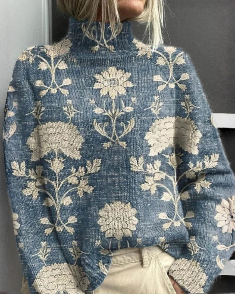 Women’s Casual Graphic Knitted Jumper Blue