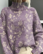 Women’s Casual Graphic Knitted Jumper Purple